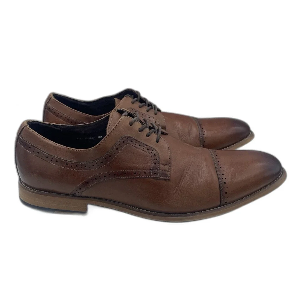 Stacy Adams Shoes Mens 13 M Dickinson Dress Cap Oxford 25066-221 Brown Leather